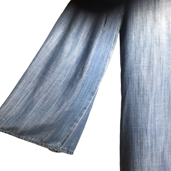 Anthropologie Cloth & Stone Small Chambray Bell Sleeve Swing Dress Minimalist - Picture 7 of 10